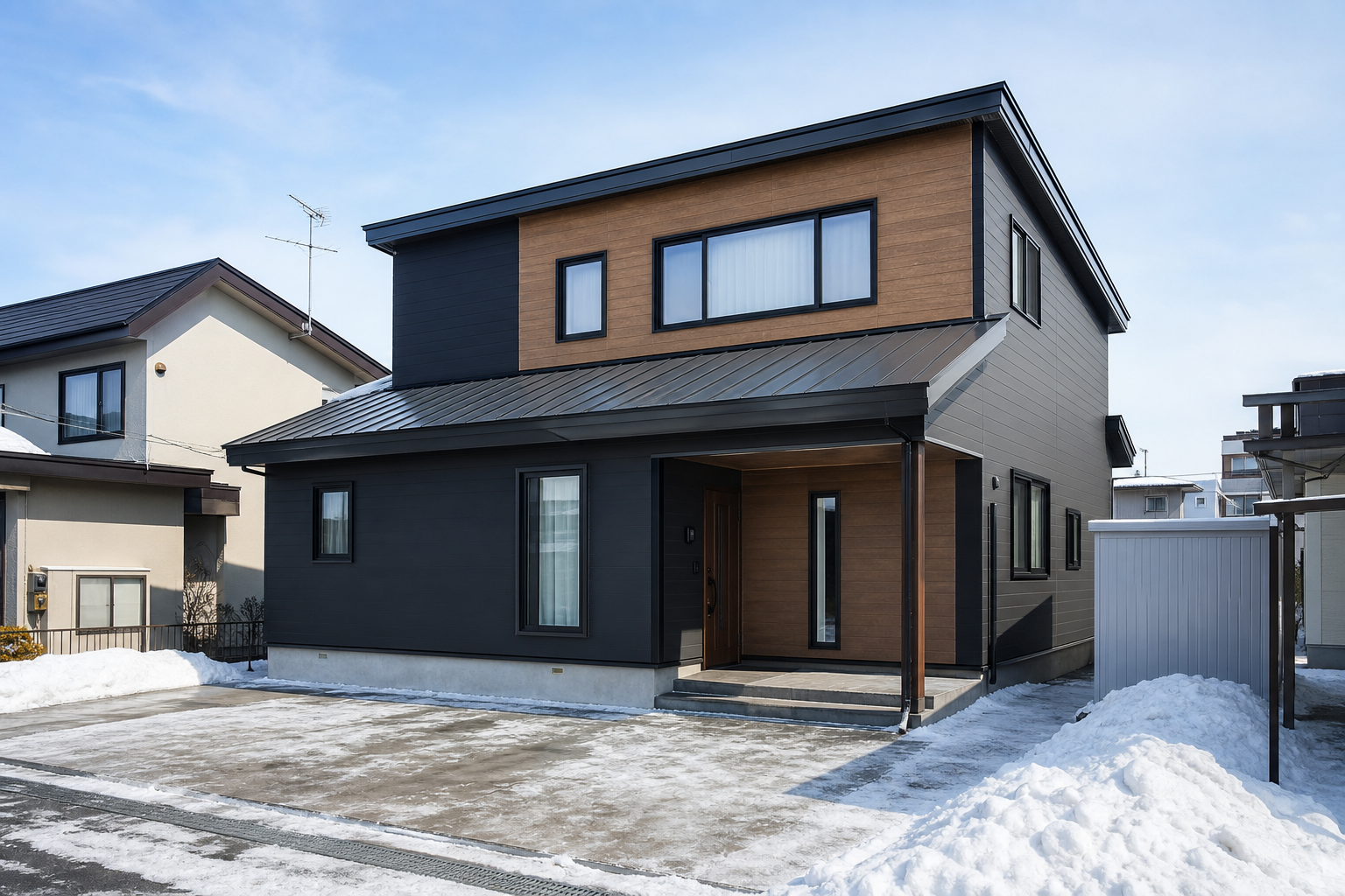 外壁と屋根を塗り替えた札幌近郊の戸建て住宅